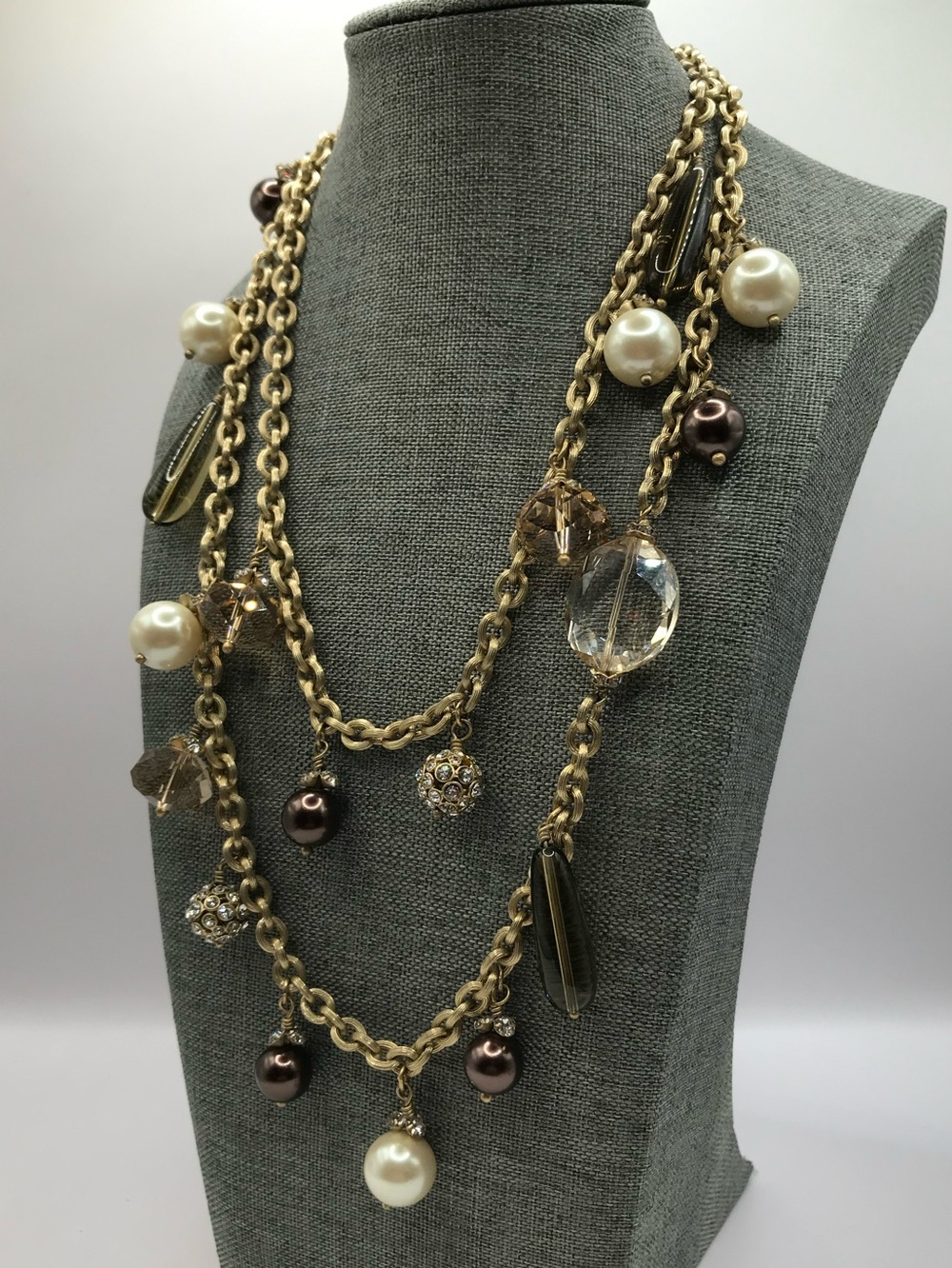 Stella & Dot Audrey Faux Pearl & Crystal Drop Statement Necklace - Picture 5 of 10